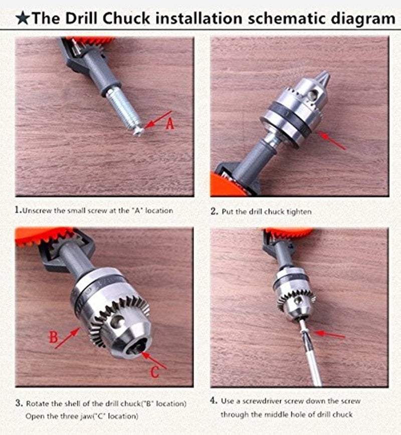 WEICHUAN Manual Hand Drill 3/8-Inch Capacity-Powerful and Speedy, Manual 3/8 inch Mini Hand Drill with Finely Cast Steel Double Pinions Design, 3 Jaw Chucks and Grip Handle - Image 4